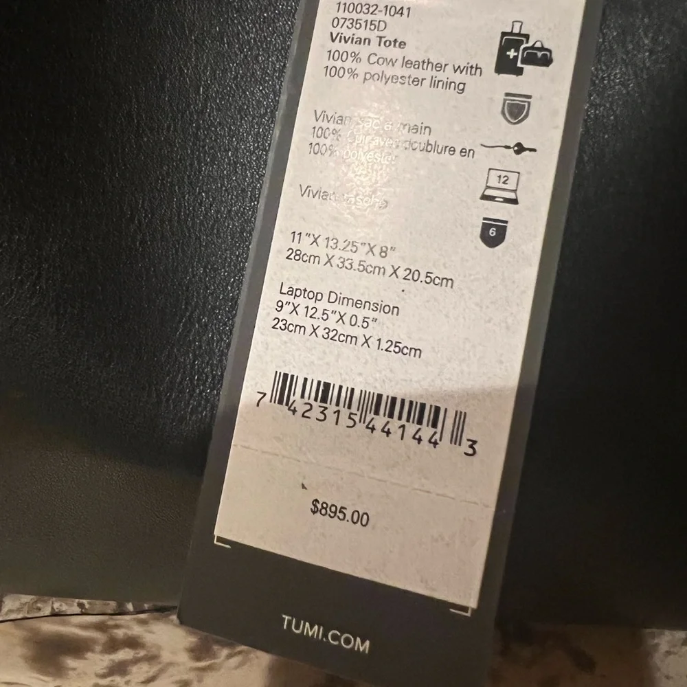 Tumi black leather Vivian tote - Picture 6 of 12